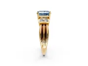 Solitaire Engagement Ring Setting for Fancy Blue Princess Cut Center with Grooved Bar Accent Band and Prong Head in Yellow Gold