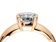 Tension Engagement Ring Setting for Emerald Cut Center with Wide Flat Band and Tension Head in Rose Gold
