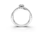 Solitaire Engagement Ring Setting for Emerald Cut Center with Wide-Open Split Shank and Prong Head in Platinum