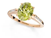 Solitaire Engagement Ring Setting for Fancy Yellow Oval Center with Channel Accents and Prong Head in Rose Gold