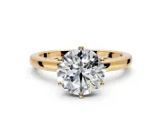 Solitaire Engagement Ring Setting for Round Cut Center with Plain Band and Tulip Prong Head in Yellow Gold