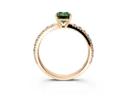 Solitaire Engagement Ring Setting for Fancy Green Emerald Cut Center with Large Accent Band and Prong Head in Rose Gold