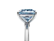 Solitaire Engagement Ring Setting for Fancy Blue Princess Cut Center with Straight Thin Band and Prong Head in Sterling Silver