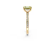 Solitaire Engagement Ring Setting for Fancy Yellow Asscher Cut Center with Fine Pave Band and Prong Head in Yellow Gold