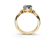 Solitaire Engagement Ring Setting for Fancy Blue Heart-Shaped Center with Grooved Bar Accent Band and Prong Head in Yellow Gold