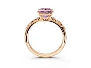 Cluster Engagement Ring Setting for Fancy Pink Princess Cut Center with Round Cut Accent Band and Prong Head in Rose Gold