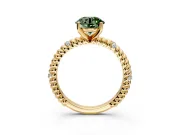 Rope Engagement Ring Setting for Fancy Green Round Cut Center with Accent Shoulders and Prong Head in Yellow Gold
