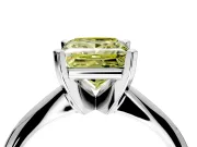 Solitaire Engagement Ring Setting for Fancy Yellow Princess Cut Center with Knife Ridge Band and Claw Prong Head in White Gold