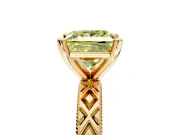 Solitaire Engagement Ring Setting for Fancy Yellow Princess Cut Center with Milgrain X Pattern Band and Prong Head in Yellow Gold