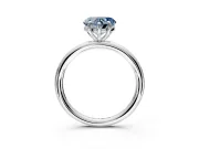 Low-Set Solitaire Engagement Ring Setting for Fancy Blue Heart-Shaped Center with Thin Plain Band and Prong Head in Sterling Silver