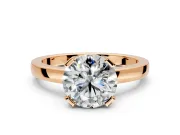 Solitaire Engagement Ring Setting for Round Cut Center with Plain Band and Flat Tab Prong Head in Rose Gold