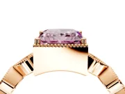 Vintage Station Engagement Ring Setting for Fancy Pink Princess Cut Center with Accents and Prong Head in Rose Gold