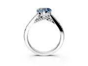 Solitaire Engagement Ring Setting for Fancy Blue Heart-Shaped Center with Crossover Accents and Prong Head in Platinum