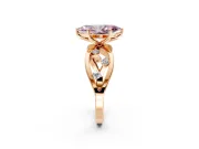 Solitaire Engagement Ring Setting for Fancy Pink Marquise Center with Criss-Cross Accent Band and Prong Head in Rose Gold