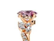 Solitaire Engagement Ring Setting for Fancy Pink Oval Center with Marquise Accent Twist Band and Prong Head in Rose Gold