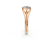 Solitaire Engagement Ring Setting for Round Cut Center with Milgrain Cathedral Band and Prong Head in Rose Gold