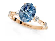 Solitaire Engagement Ring Setting for Fancy Blue Oval Center with Bezel Station Band and Prong Head in Rose Gold