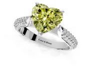 Solitaire Engagement Ring Setting for Fancy Yellow Heart-Shaped Center with Multi-Row Accents and Prong Head in Platinum