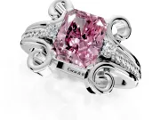 Solitaire Engagement Ring Setting for Fancy Pink Radiant Cut Center with Twisted Band and Scroll Prong Head in White Gold