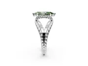 Halo Engagement Ring Setting for Fancy Green Marquise Center with Rope Twist Split Shank and Prong Head in White Gold