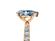 Solitaire Engagement Ring Setting for Fancy Blue Pear-Shaped Center with Micro Pave Band and Prong Head in Rose Gold