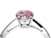 Solitaire Engagement Ring Setting for Fancy Pink Cushion Cut Center with Open Cathedral Shoulders and Prong Head in Platinum