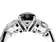3 Stone Engagement Ring Setting for Fancy Black Pear-Shaped Center with Large Pear-Shaped Accents and Prong Head in Platinum