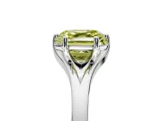 Solitaire Engagement Ring Setting for Fancy Yellow Asscher Cut Center with Plain Split Shank and Prong Head in Sterling Silver