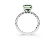 Solitaire Engagement Ring Setting for Fancy Green Asscher Cut Center with Alternating Size Accents and Prong Head in Platinum