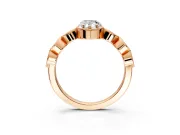 Vintage Station Engagement Ring Setting for Pear-Shaped Center with Accents and Prong Head in Rose Gold