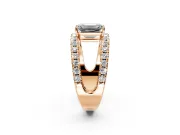 Solitaire Engagement Ring Setting for Emerald Cut Center with Wide-Open Split Shank and Prong Head in Rose Gold