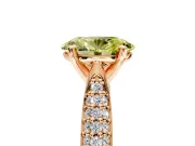 Solitaire Engagement Ring Setting for Fancy Yellow Oval Center with Multi-Row Accents and Prong Head in Rose Gold