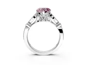 Solitaire Engagement Ring Setting for Fancy Pink Heart-Shaped Center with Marquise and Bezel Accents and Prong Head in White Gold