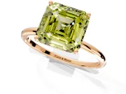 Solitaire Engagement Ring Setting for Fancy Yellow Asscher Cut Center with Straight Thin Band and Prong Head in Rose Gold