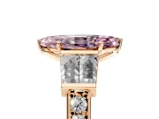 Channel-Set Engagement Ring Setting for Fancy Pink Marquise Center with Baguette Band and Prong Head in Rose Gold