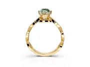 Solitaire Engagement Ring Setting for Fancy Green Marquise Center with Accented Twist Band and Leaf Prong Head in Yellow Gold