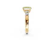 5 Stone Engagement Ring Setting for Fancy Yellow Radiant Cut Center with Plain Band and Prong Head in Yellow Gold