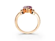 Solitaire Engagement Ring Setting for Fancy Pink Heart-Shaped Center with Twisted Band and Scroll Prong Head in Rose Gold
