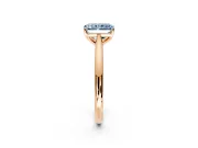 Solitaire Engagement Ring Setting for Fancy Blue Radiant Cut Center with Narrow Cathedral Band and Prong Head in Rose Gold