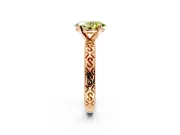 Solitaire Engagement Ring Setting for Fancy Yellow Oval Center with Scrollwork Band and Prong Head in Rose Gold
