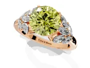 Leaf Cluster Engagement Ring Setting for Fancy Yellow Round Cut Center with Marquise Accents and Prong Head in Rose Gold