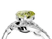 Solitaire Engagement Ring Setting for Fancy Yellow Heart-Shaped Center with Pave Bypass Twist Band and Prong Head in White Gold