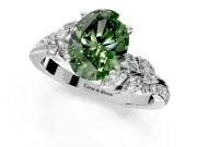 Solitaire Engagement Ring Setting for Fancy Green Oval Center with Marquise Accent Twist Band and Prong Head in Sterling Silver