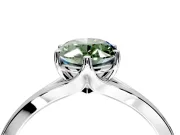 Solitaire Engagement Ring Setting for Fancy Green Oval Center with Plain Split Shank and Prong Head in Platinum