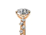 Cluster Engagement Ring Setting for Round Cut Center with Round Cut Accent Band and Prong Head in Rose Gold