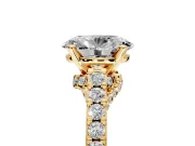 Solitaire Engagement Ring Setting for Oval Center with Crossover Accents and Prong Head in Yellow Gold