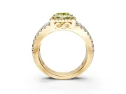Halo Engagement Ring Setting for Fancy Yellow Princess Cut Center with Wide-Open Pave Split Shank and Prong Head in Yellow Gold