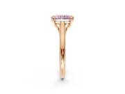 Solitaire Engagement Ring Setting for Fancy Pink Radiant Cut Center with Cathedral Band and Prong Head in Rose Gold