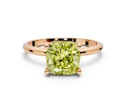 Minimalist Solitaire Engagement Ring Setting for Fancy Yellow Cushion Cut Center with Thin Band and Prong Head in Rose Gold