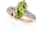 5 Stone Engagement Ring Setting for Fancy Yellow Marquise Center with Graduated Accents and Prong Head in Rose Gold